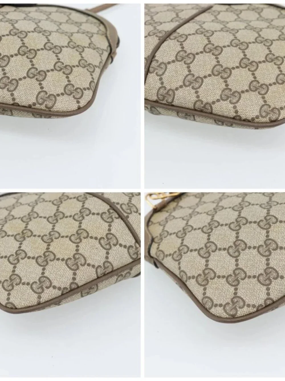 GUCCI GG Supreme Web Sherry Line Bag PVC Beige Gold 68 02 047 Auth ep14991